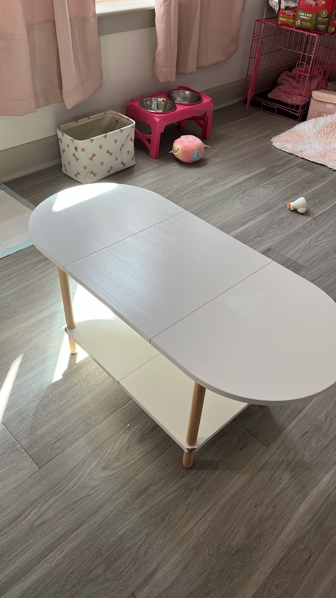 Keme Coffee Modern White Coffee Table with Storage Shelf - 36”x17” for Sale in ...