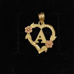 10kt Real Gold Heart-Shaped Initial Pendant