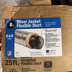 8 in. x 25 ft. Insulated Flexible Duct R6 Silver Jacket *New*