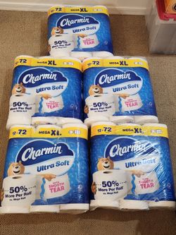 Brand New Packages of Charmin Ultra Soft Toilet Paper 12  Mega XL Rolls =72 Regular Rolls