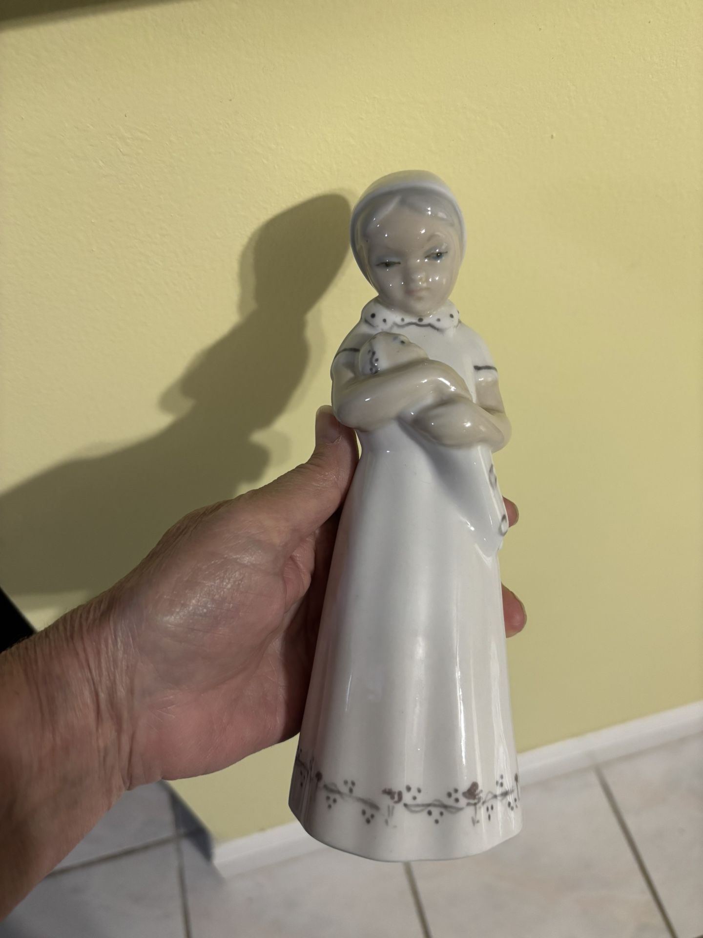 Vintage Tengra Lladro Spain Porcelain Figurine Nurse Holding a Baby