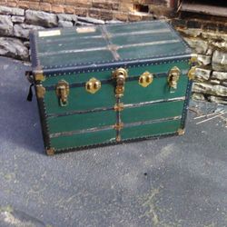 Railway Travel Trunk Vintage Footlocker