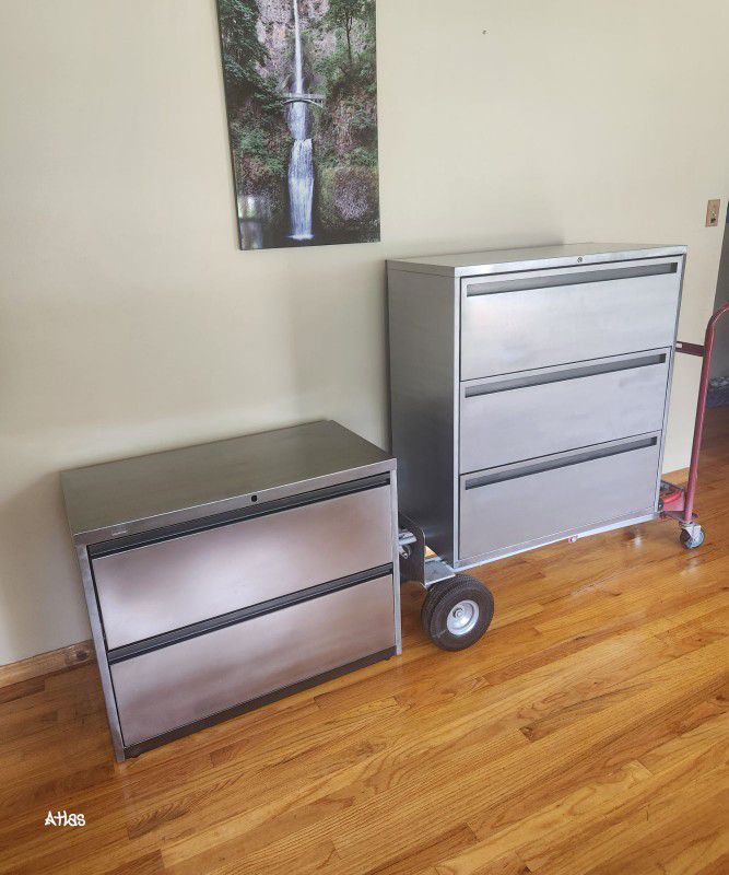 Refinished Metal Steel Cabinet Set Two-door And Three Door Lateral File Cabinets