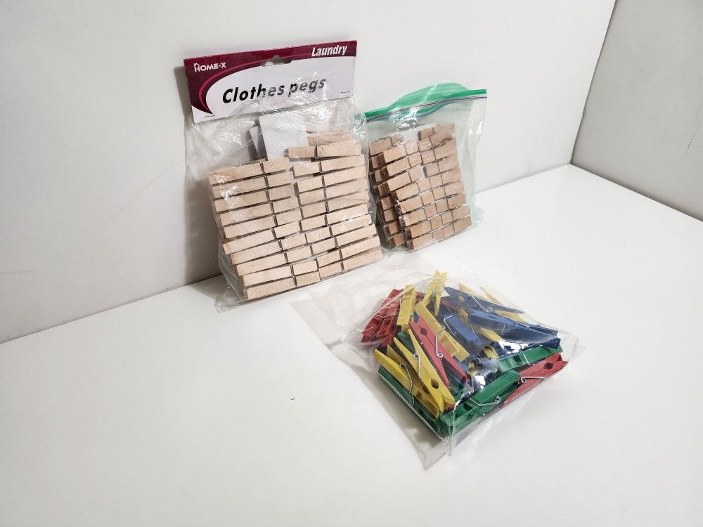 Laundry Clothes Pins Wooden and Plastic 