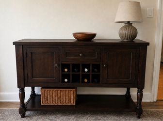 Solid Wood Sideboard  with Built-In Wine Rack