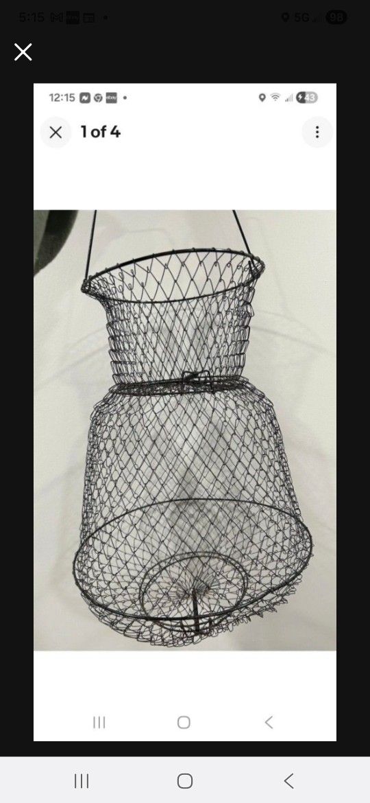 Wire Fish Collapsible Steel Mesh Fishing Keeper Cage Basket