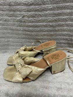 Sam & Libby Gold Block Heel Sandals Size 8
