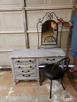 French Provincial vanity with chair