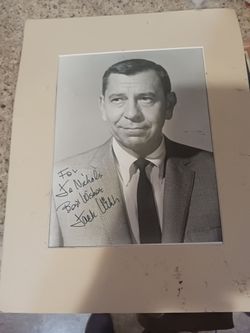Vintage framed photo of Jack Webb producer of 1970's Dragnet and Adam 12 TV series signed personal note