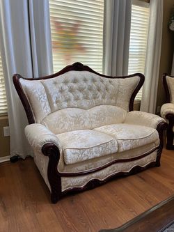 Victorian Sofa Loveseat set with Tables