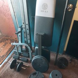Weight Bench  + Weights  And Bars.