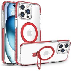 M MYBAT PRO Lure Series iPhone 15 Pro Max Case with Magnetic Ring Stand[Compatible with MagSafe],Slim Thin Shockproof Transparent Bumper Cover,Non-Yel