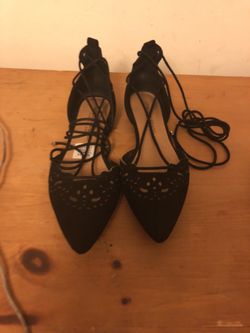 Ankle strap ballet flats - black