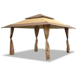 ☀️ BRAND NEW 13 x 13 GAZEBO CANOPY TENT OUTDOOR PATIO SHADE TAN BROWN ON HAND