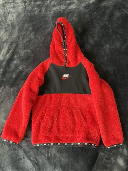 Nike Red Fuzzy Sweater With Hood