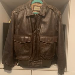Mens Vintage Leather Bomber Jacket Size 40
