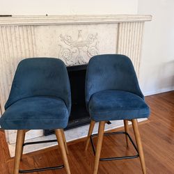 West Elm Swivel Bar Stools – Set of 2 (Suede)