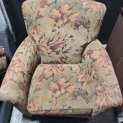 Walter E. Smithe Green Floral Pattern Wingback Armchair Set Of 2