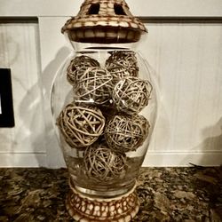 Ginger Jar/Apothecary Glass Canister With Orbs
