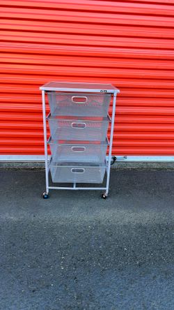 Rolling Cart with Drawers, 4-Drawer Storage Cart on Wheels with Look 