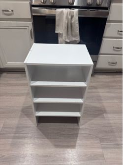 White 4-Tier Narrow Storage Shelf – 15” x 11.5” x 24”