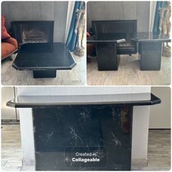 Set Of Black Faux Marble Finish Tables