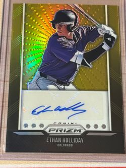 2026 Panini Prizm Baseball Ethan Holiday Throwback Gold Auto /10 Rockies