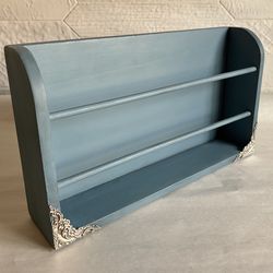 Upcycled Blue Wooden Wall-Mountable Magazine/Letter Rack