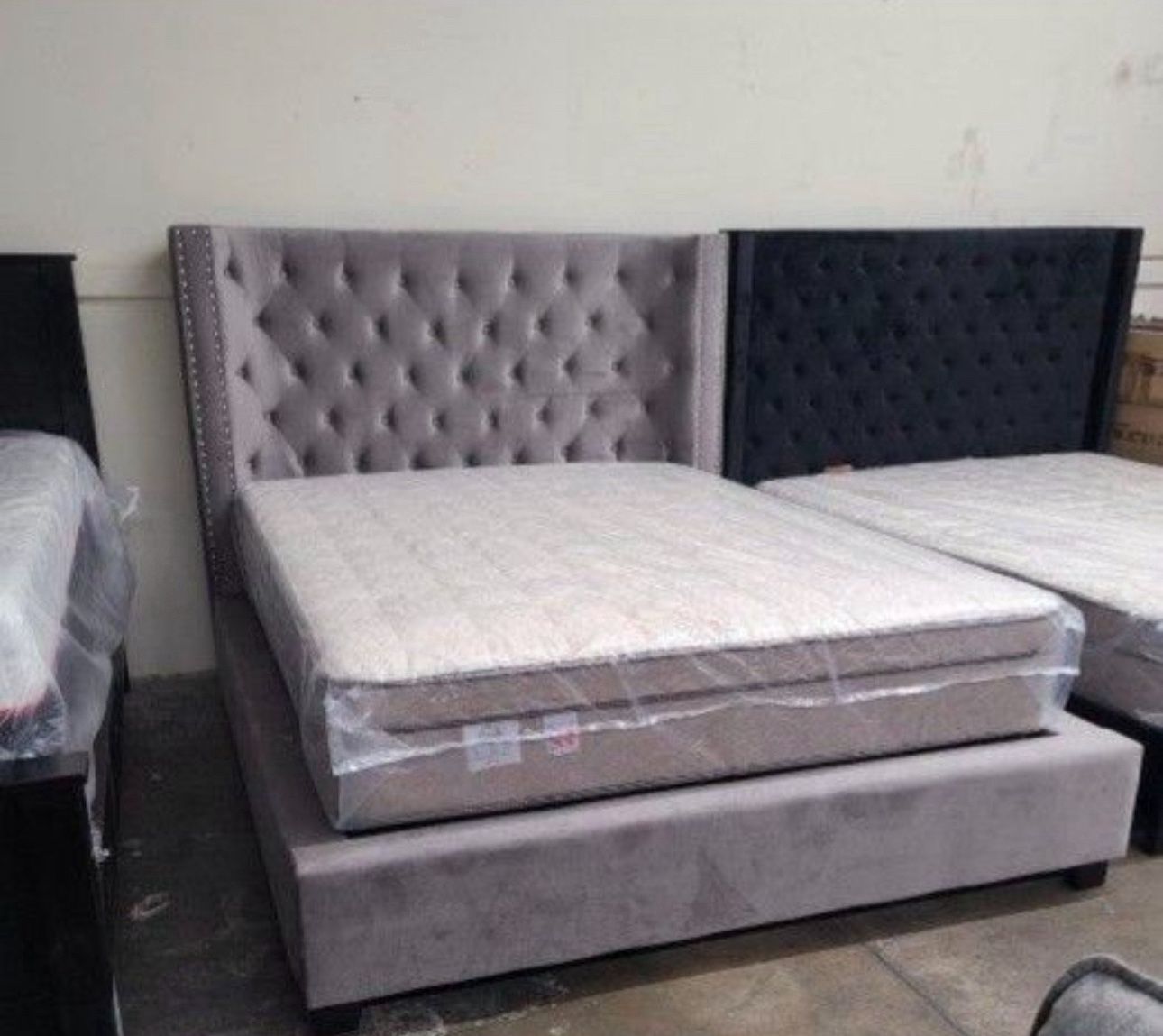 New Queen Bed Frame Mattress+ Box Spring Included