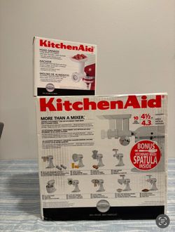 White KitchenAid Mixer and Kitchen Aid Food Grinder