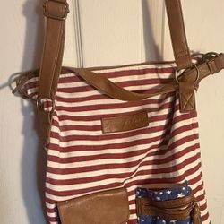 American Eagle Patriotic Red Striped Shoulder Bag