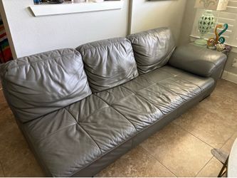 Genuine grey Leather Couch sectional 7ft each 2 pieces