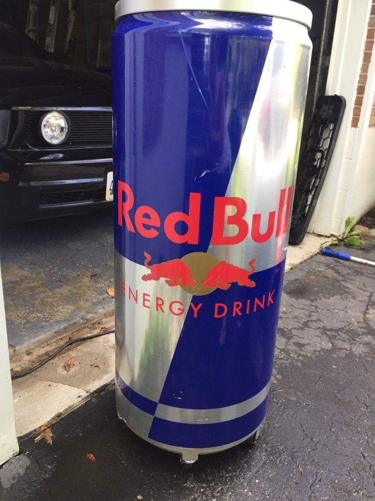 Red bull energy drink electric big cooler