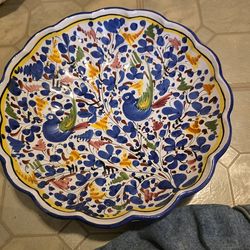 Vintage large scalloped edge bowl made in Italy