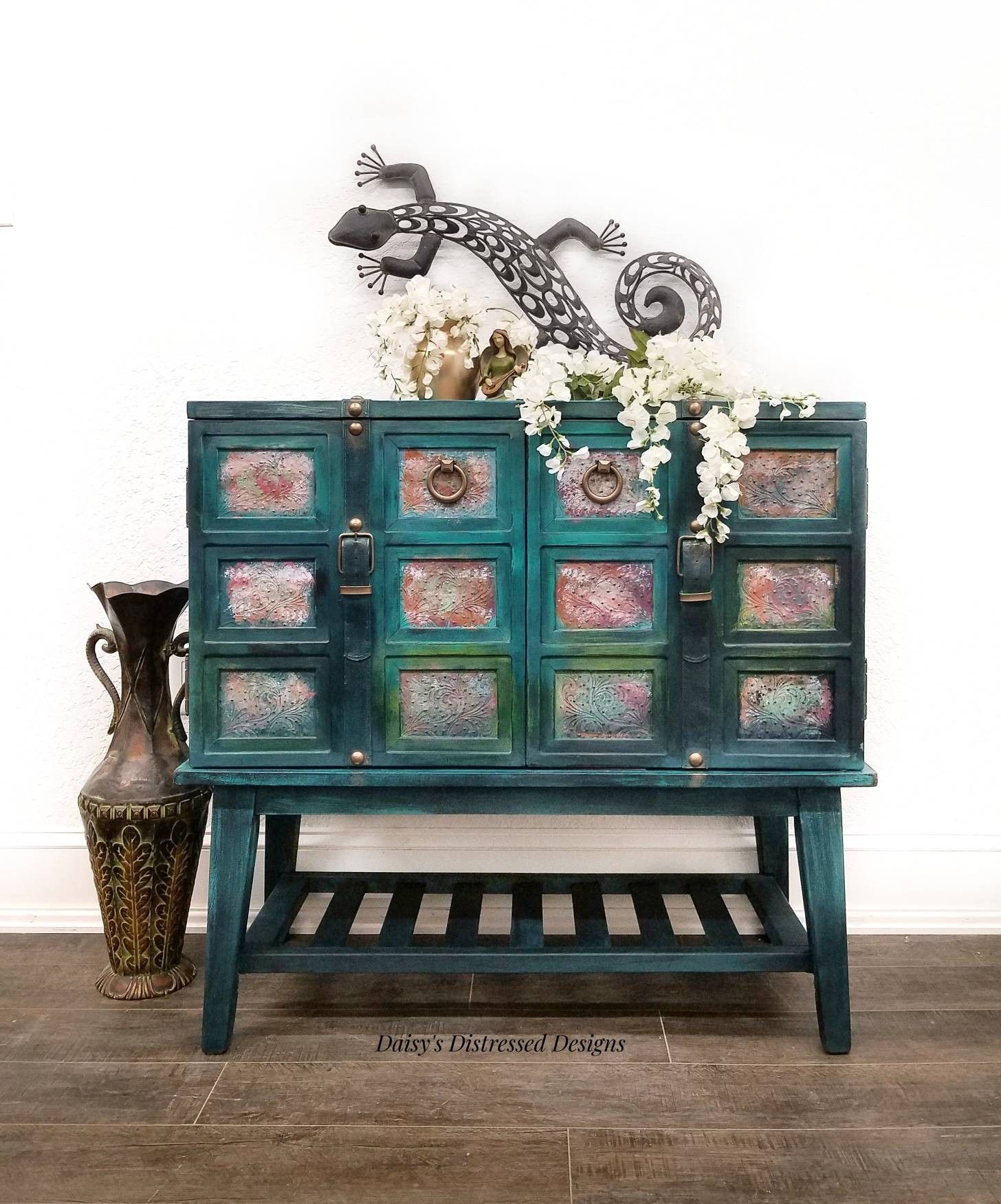 Entry Table in Bohemian Style Teal