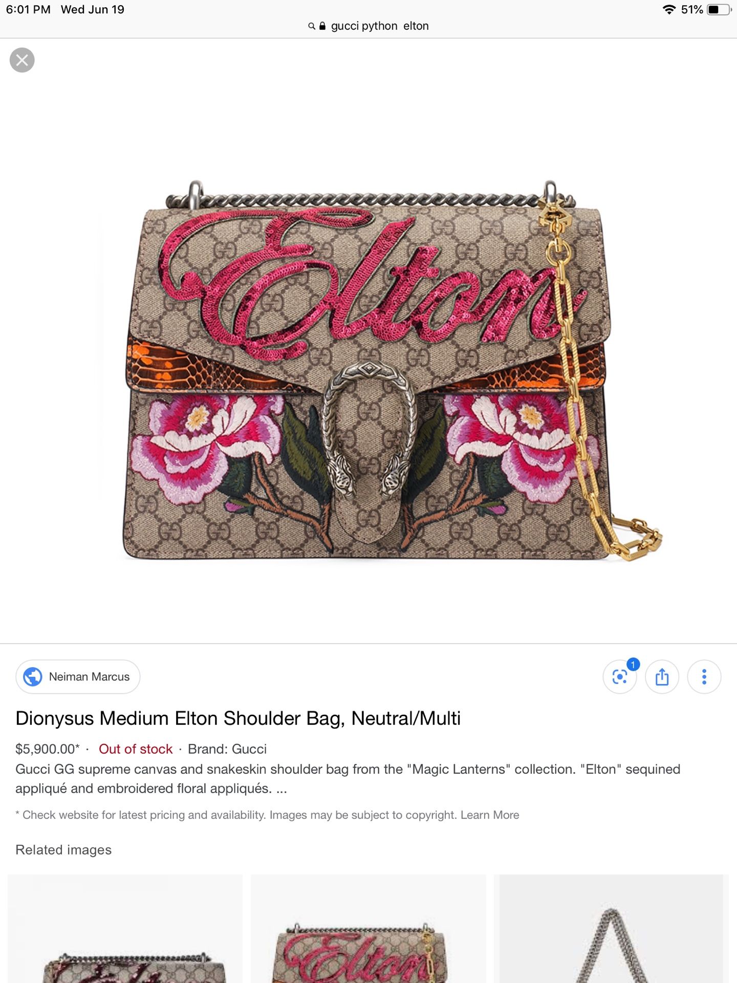 Gucci dionysus sales elton
