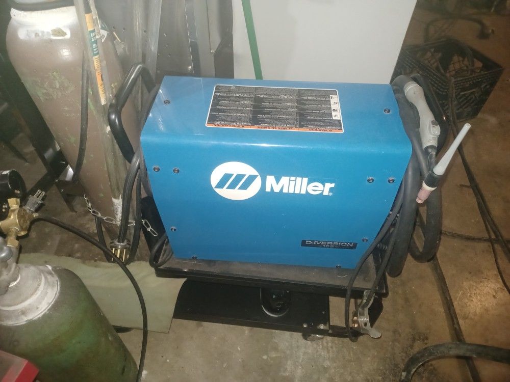 2023 Miller Diversion 165 Tig Welder,upgraded Guage, Cart, Argon bottle