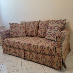 Southwestern Pattern Upholstered Loveseat with Pillows