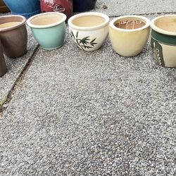 6 Mix Small Ceramic Pots 