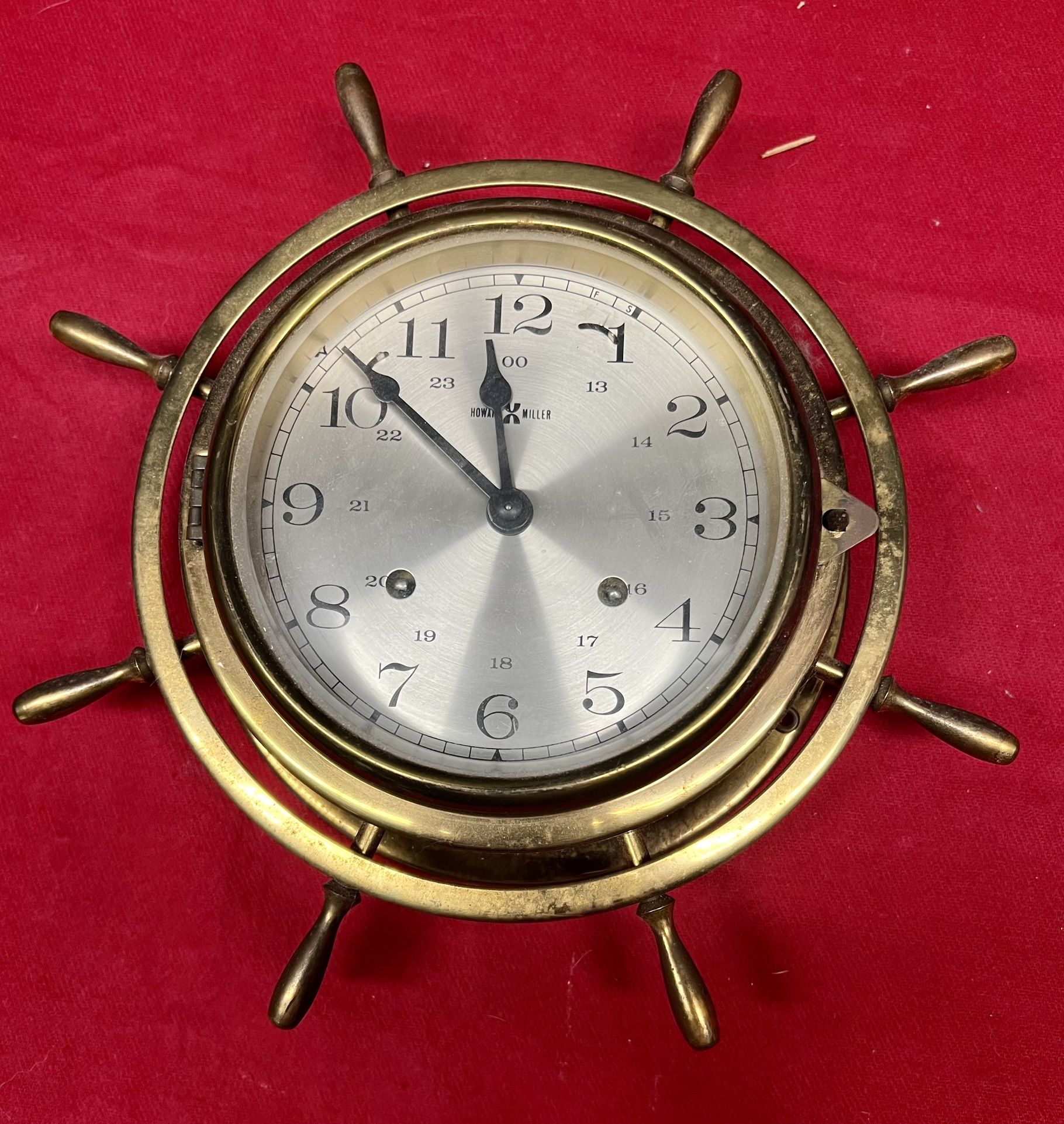 Brass Howard Miller Ships Wheel Clock