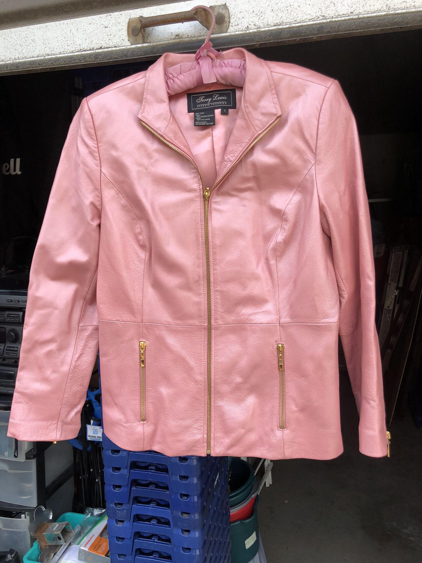 Terry Lewis pink leather jacket. Size Small