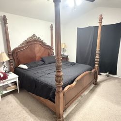King Size Bed Frame And Purple Mattress 