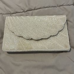 White Beaded Clutch Bag