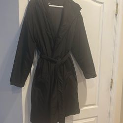 Zara Black Coat With Hoodie, Size m