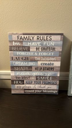 Family Rules Rustic Wood-Look Wall Sign