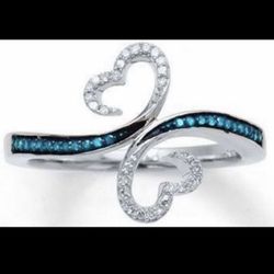 Breathtaking Heart Shaped Natural Gemstones 925 Sterling Silver Lovely Bridal Ring 