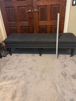 Tufted Upholstered Bench with Nailhead Trim