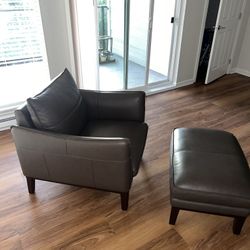 Beautiful Leather Chair + Ottoman!!