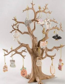 Rare Complete 13pc Lenox Porcelain Halloween Trick or Treat Tree Set 2004