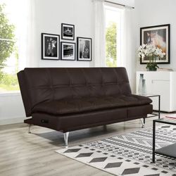 Faux Leather Tufted Sleeper Sofa